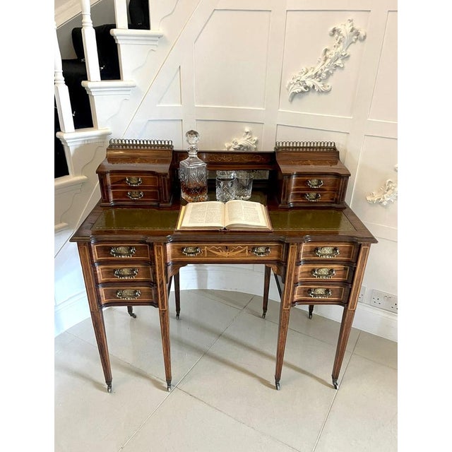 Victorian Freestanding Inlaid Writing Desk from Maple & Co., 1880s For Sale - Image 3 of 18