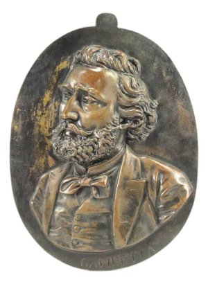 19th C Lg Bronze Bas-Relief Wall Medallion Portrait Leon Gambetta (1838-82)