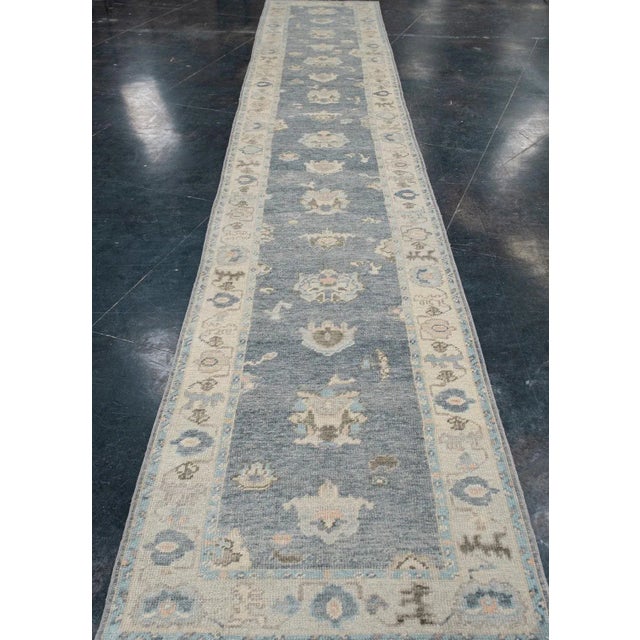 Turkish Turkish Oushak Rug Runner 3' x 17'7" For Sale - Image 3 of 6