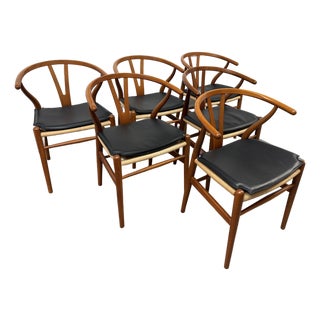 Hans Wegner for Carl Hansen & Sons Wishbone Chairs With Covers, Set of Six For Sale
