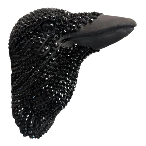 Karla Walter Ceramic, Swarovski Crystals, Wall Sculpture of Crow Head 2023