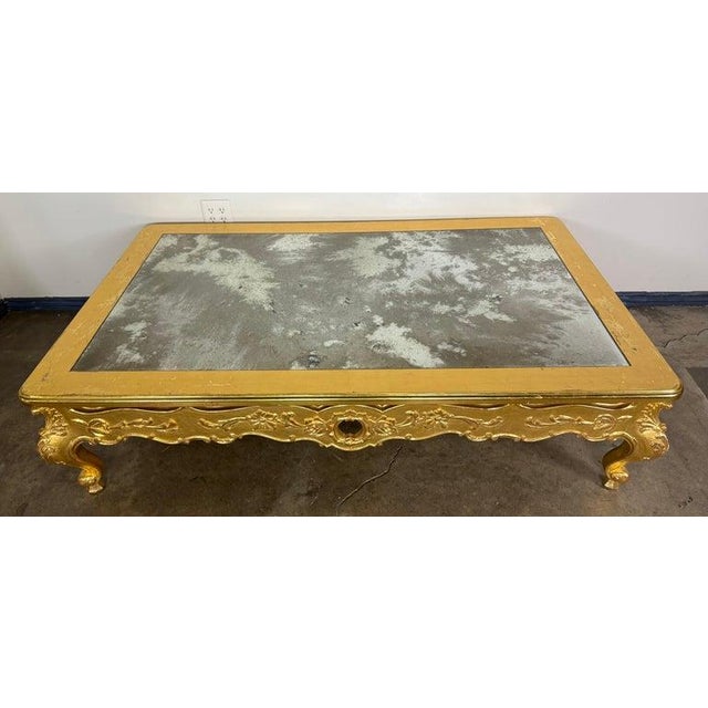 Giltwood Rococo Coffee Table With Antiqued Mirrored Top For Sale - Image 15 of 17