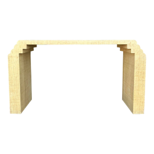 Post Modern Grass Cloth Sofa Console Table