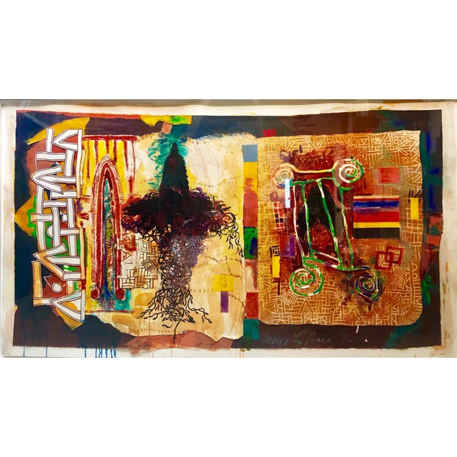 Terence La Noue, Huge Abstract Modernist "August Series" Mixed Media Monotype Colorful Painting, 1990 For Sale - Image 13 of 13