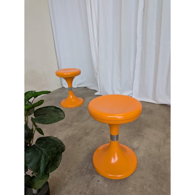 Vintage retro orange stool that resembles a mushroom, originally called Jurcek (in Italian it's porcini). It was designed...