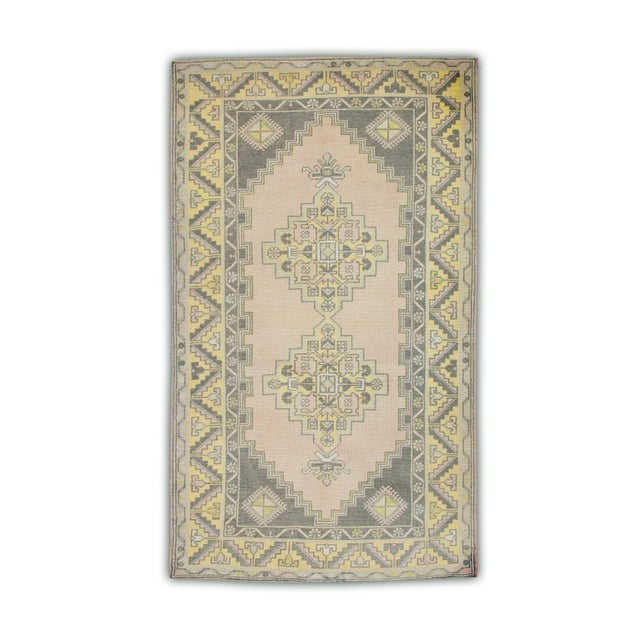 1960s Vintage Pink & Yellow Rug For Sale In Houston - Image 6 of 6