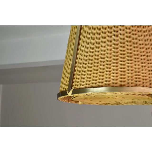 Wood Caeli-Sd Handcrafted Brass Rattan Pendant Light Fixture, Flow Collection For Sale - Image 7 of 12