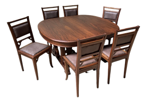 Antique Art Nouveau Dining Set with Extendable Table and Chairs, 1910, Set of 7
