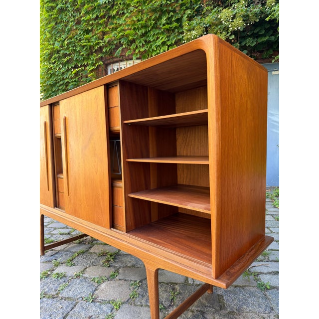 Brown Teak Highboard with Display Case & Minibar, Denmark For Sale - Image 8 of 11