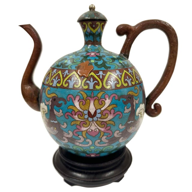 Early 20th Century Hand-Crafted Chinese Cloisonné Ewer / Teapot For Sale - Image 15 of 15