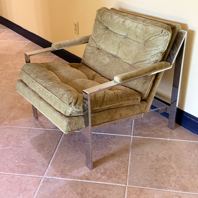 Metal Mid Century Chrome Flat Bar Lounge Chair For Sale - Image 7 of 9