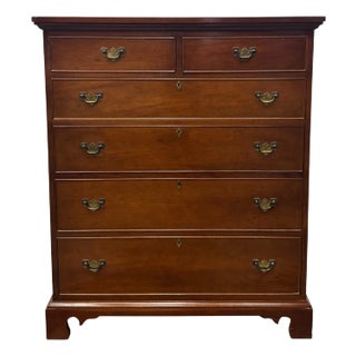 Vintage Craftique Chippendale Style Solid Mahogany Chest of Drawers For Sale