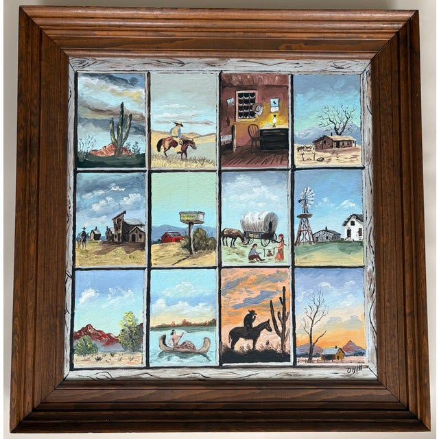 Paint Vintage Oil Painting - Visions of America For Sale - Image 7 of 10