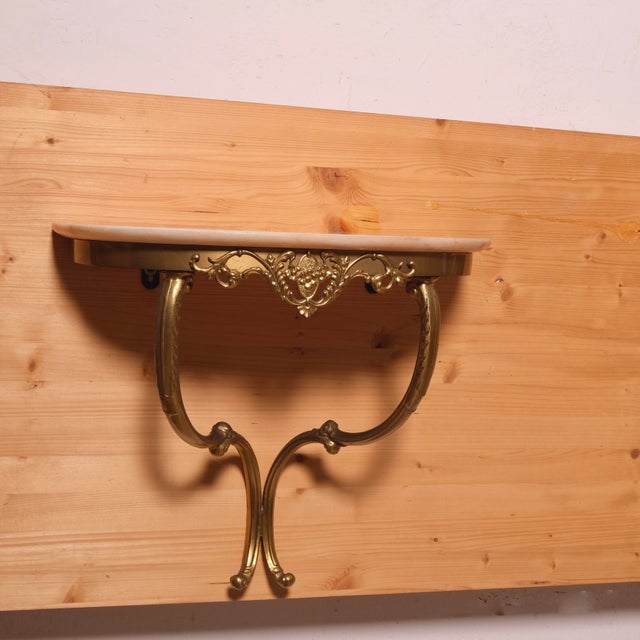 Metal Brass and Marble Console Tables, 1950s, Set of 2 For Sale - Image 7 of 13