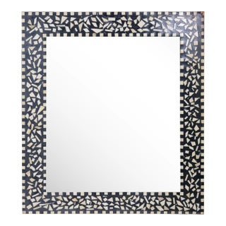 Vintage Born Form Black/White Frame Mirror For Sale