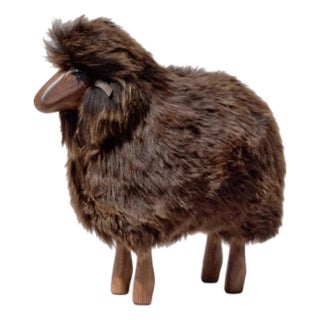 Lalanne Style Lamb-Sized Sheep Stool or Sculpture - Brown Fur For Sale