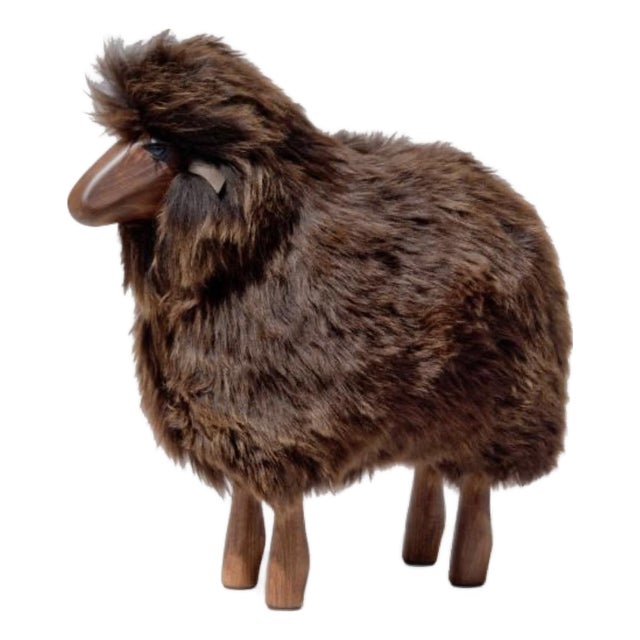 Lalanne Style Lamb-Sized Sheep Stool or Sculpture - Brown Fur For Sale