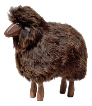 Lalanne Style Lamb-Sized Sheep Stool or Sculpture - Brown Fur