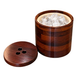 1960s Brazilian Modern Taqueado Ice Bucket in Imbuia & Pau Marfim by Tropic-Art For Sale