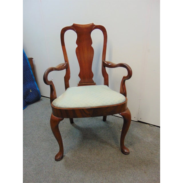 Queen Anne Style Solid Mahogany Dining Chairs - Set of 8 For Sale - Image 9 of 12