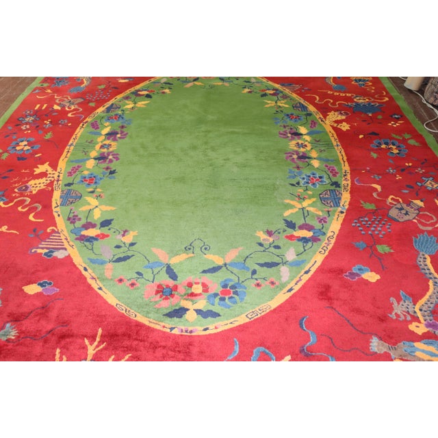 Antique Dragon Art Deco Chinese Rug For Sale - Image 10 of 11