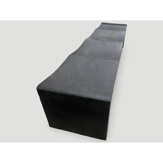 Contemporary Andrianna Shamaris Impressive Long Charred Wave Bench For Sale - Image 3 of 18
