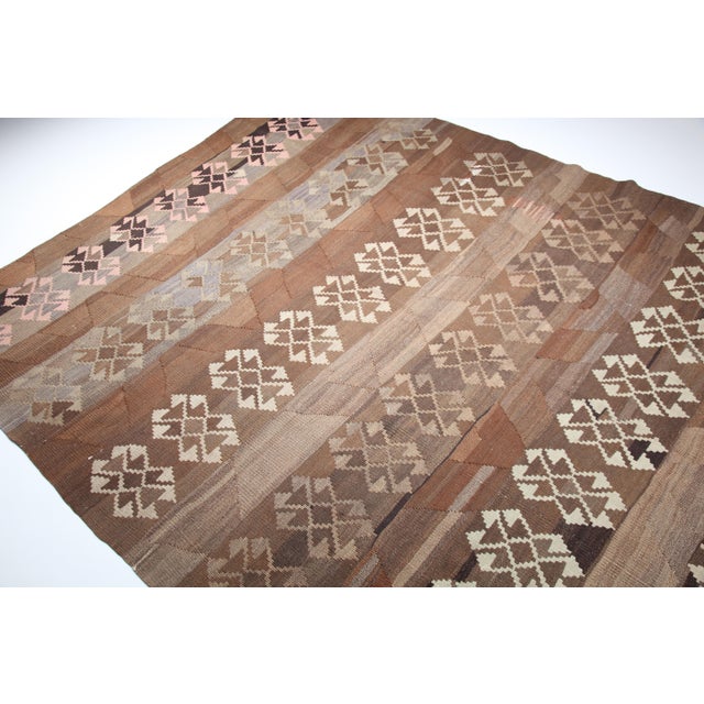 Vintage Anatolian Flatweave Kilim in Earthy Brown Tones - 5' 11'' X 8' 7'' For Sale - Image 4 of 12