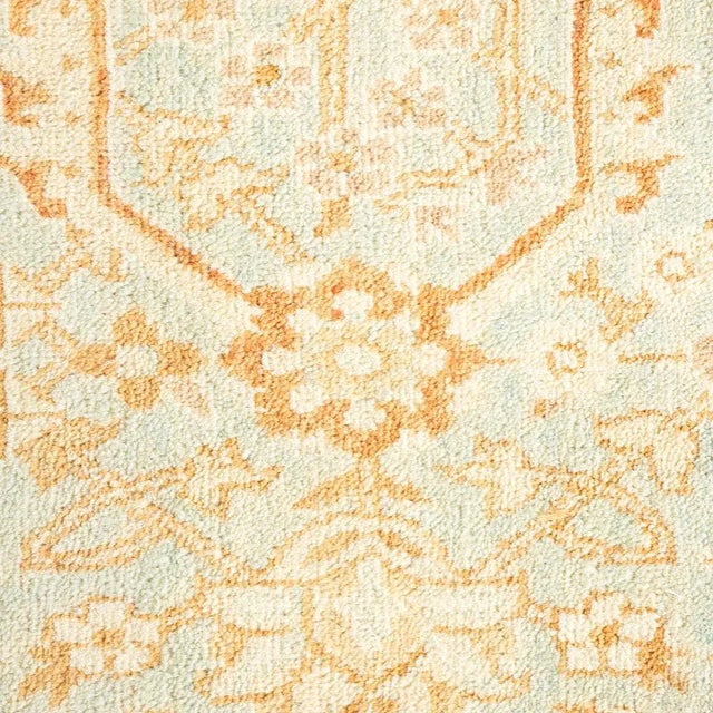 Traditional Mogul Collection Hand-Knotted Area Rug - Light Blue 6' 1" x 9' 3" For Sale - Image 3 of 4
