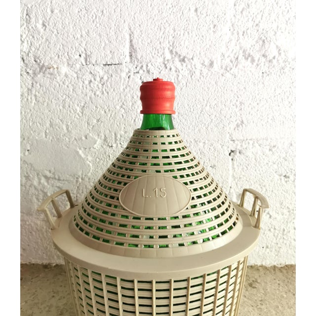Large Vintage Wine Balloon in Grey Basket, Italy, 1950s For Sale - Image 6 of 10
