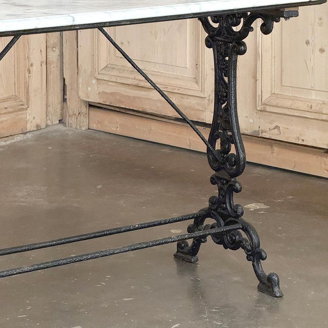 Charcoal 19th Century French Cast Iron Patisserie Display Table With Carrara Marble Tops For Sale - Image 8 of 18
