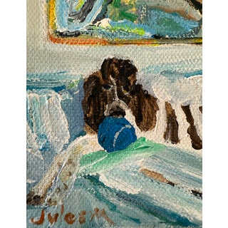 Contemporary Dog Mini Portrait Acrylic Painting For Sale