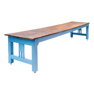 Very Long Vintage French Wooden Cloister Table For Sale