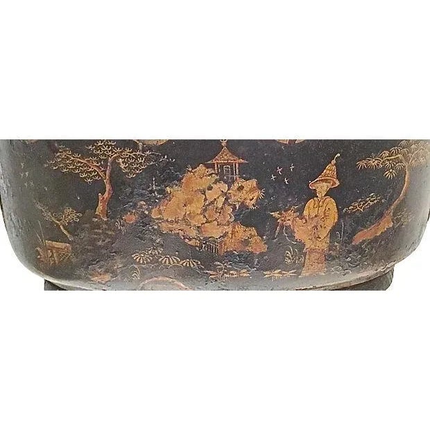 Antique Chinoiserie Tole Floor Cachepot For Sale In Atlanta - Image 6 of 9