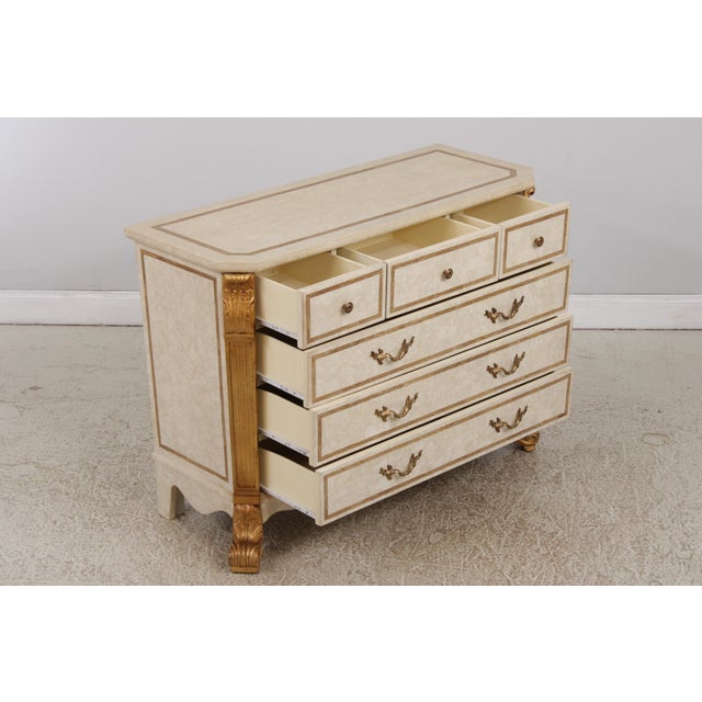 Neoclassical Tessallated Stone Top French Provincial Commode Dresser For Sale - Image 4 of 18