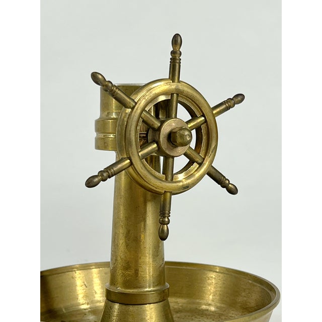 Mid Century Brass Ship Wheel Compass Trinket Dish or Ashtray For Sale - Image 9 of 10