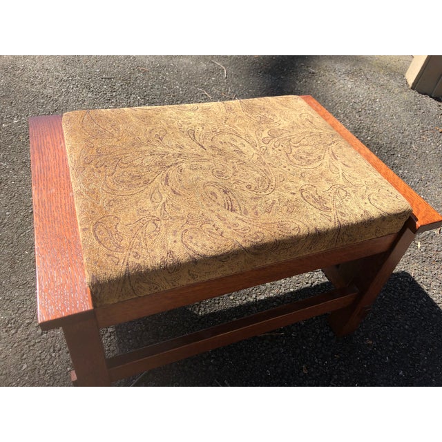 Mission Style Solid Quartersawn Oak Arm Chair & Ottoman Chairish