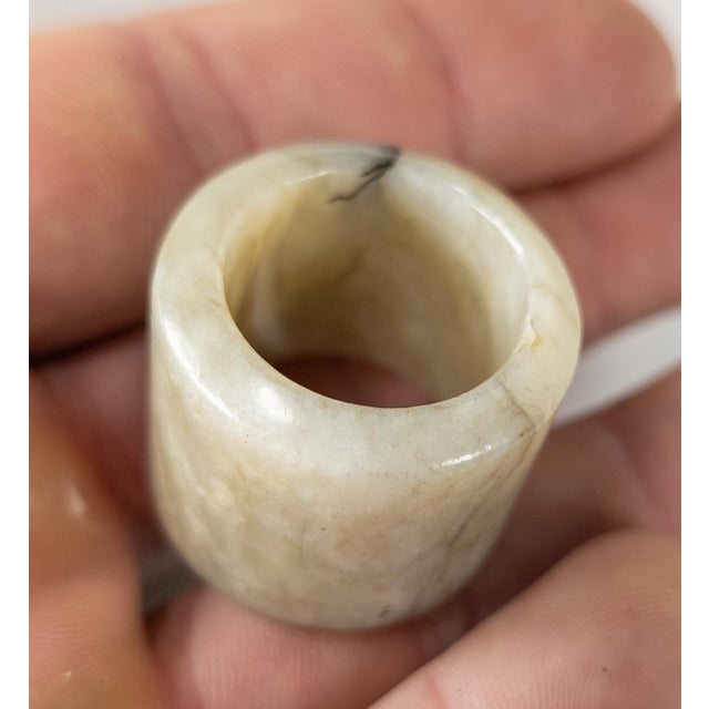 19th Century or Earlier Chinese Celadon Gray Nephrite Jade Archer's Ring For Sale - Image 11 of 12
