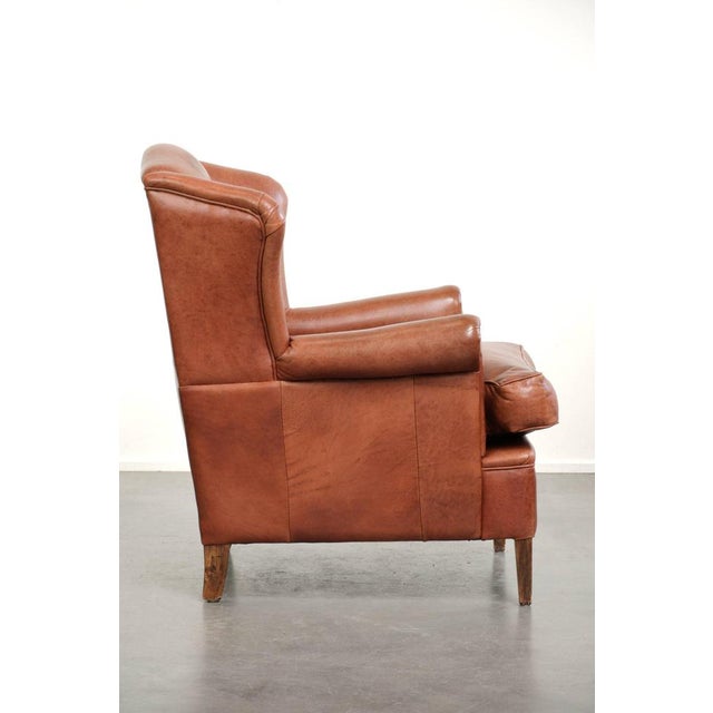 Wing Club Chair in Cowhide Leather For Sale - Image 3 of 12