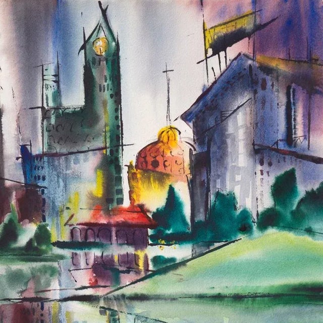 'Lakeshore, Chicago' by Muriel Backman, 1965; California Post-Impressionist, Crocker Art Museum For Sale - Image 4 of 10