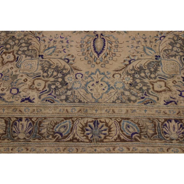 1990s Shabby Chic One of a Kind Hand Painted Brown Wool Rug - 8′ × 11′ For Sale In New York - Image 6 of 8