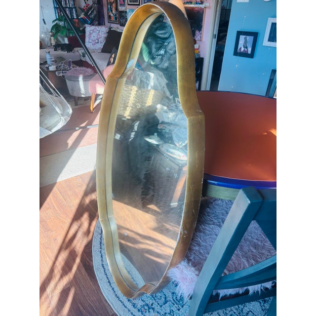 Turner Manufacturing Company Mid 20th Century Turner Manufacturing Company Scalloped, Gold, Solid Wood, Full Length Mirror For Sale - Image 4 of 9