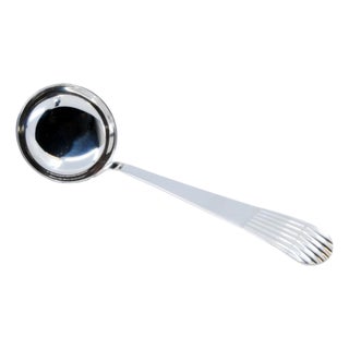 Silver Soup Ladle with Embossed Reed-Style Handle For Sale