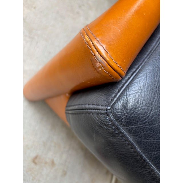 Vintage Roche Bobois Leather Lounge Club Chair Ottoman Italy Italian Tre Erre For Sale - Image 14 of 15