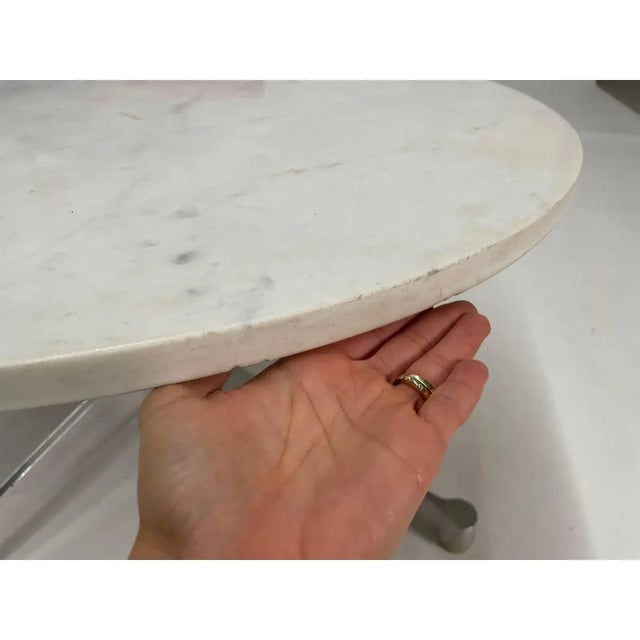 Eames for Herman Miller Round White Marble Coffee Table on Aluminum Base For Sale - Image 9 of 10