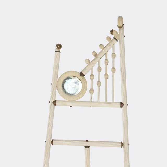 Antique Stick & Ball Art Display Easel With Mirror, Scrolls & Brass Caps C1910 For Sale - Image 4 of 8