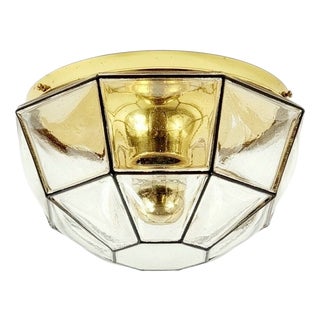 Mid-Century Glass and Metal Flush Mount from Limburg, Germany, 1960s For Sale