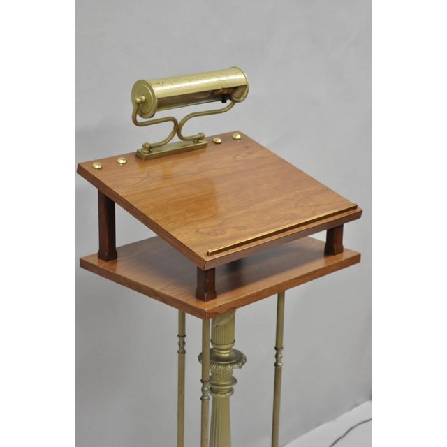 Vintage Victorian Lighted Podium Metal Column Pedestal Base Lectern Book Stand For Sale - Image 4 of 18