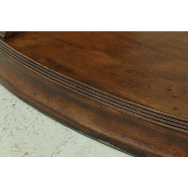 Oval Leather Wrapped Lighted Open Curio Display Shelf For Sale In Philadelphia - Image 6 of 8