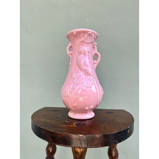 Pink Vase — Bird & Cherry Blossom Vase For Sale - Image 4 of 6