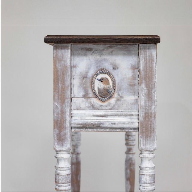 Hand-Painted Whitewashed Solid Wood Console Table - Cottage Entryway Decor For Sale - Image 10 of 13